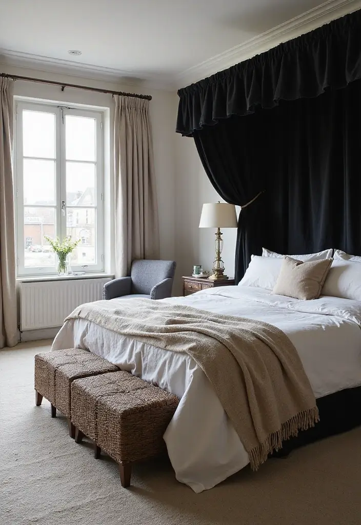 25 Black Canopy Bedroom Ideas That Add Drama and Elegance - 17. Elegant Neutrals
