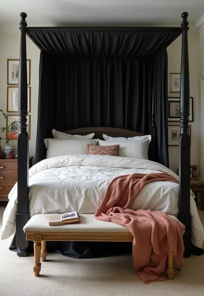 25 Black Canopy Bedroom Ideas That Add Drama and Elegance - 25. Personal Retreat