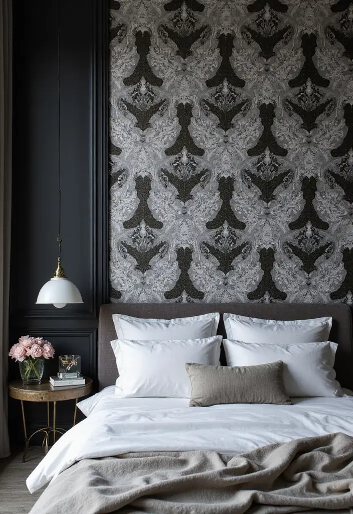 25 Black and Silver Bedroom Ideas That Feel Glamorous & Modern - 12. Glamorous Accent Walls