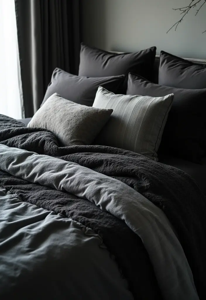 25 Black and Silver Bedroom Ideas That Feel Glamorous & Modern - 13. Black and Silver Bedding Sets