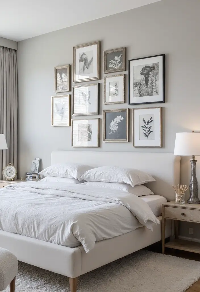 25 Black and Silver Bedroom Ideas That Feel Glamorous & Modern - 3. Silver Glam Wall Art