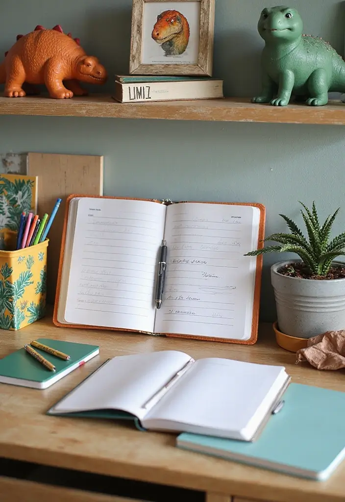 25 Boys Dinosaur Bedroom Ideas for a Roaring Good Time - 11. Dino-Themed Stationery