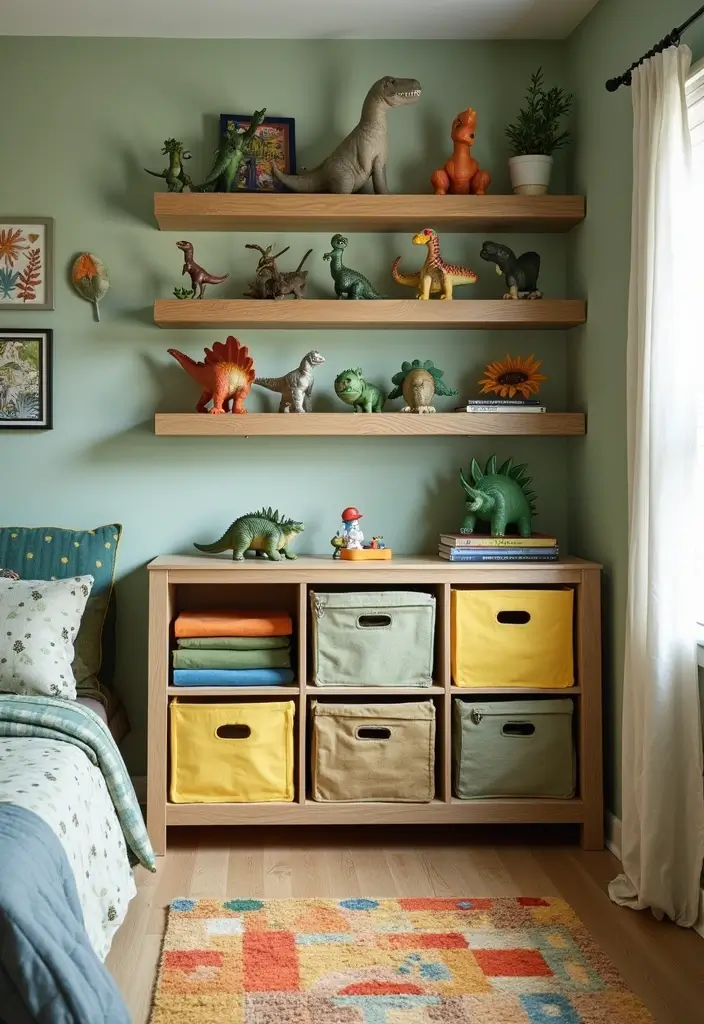 25 Boys Dinosaur Bedroom Ideas for a Roaring Good Time - 3. Dino-Themed Storage Solutions