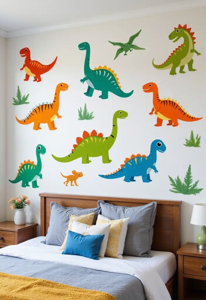 25 Boys Dinosaur Bedroom Ideas for a Roaring Good Time - 8. Dino Wall Decals