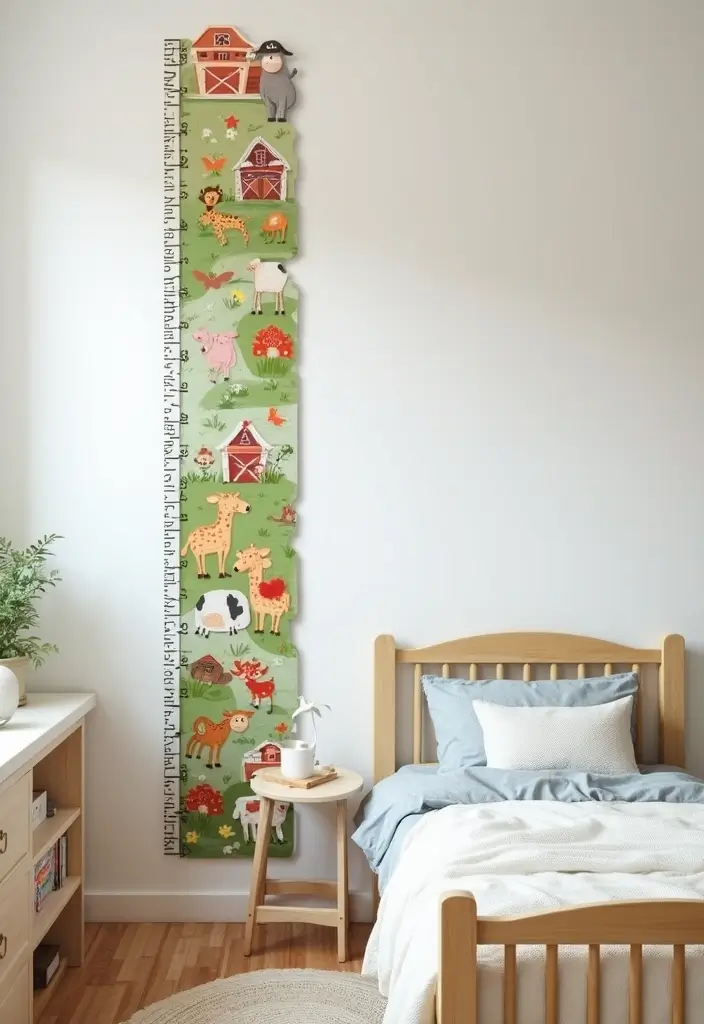 25 Farm Bedroom Ideas for Boys That Bring Country Vibes Indoors - 15. Playful Growth Charts
