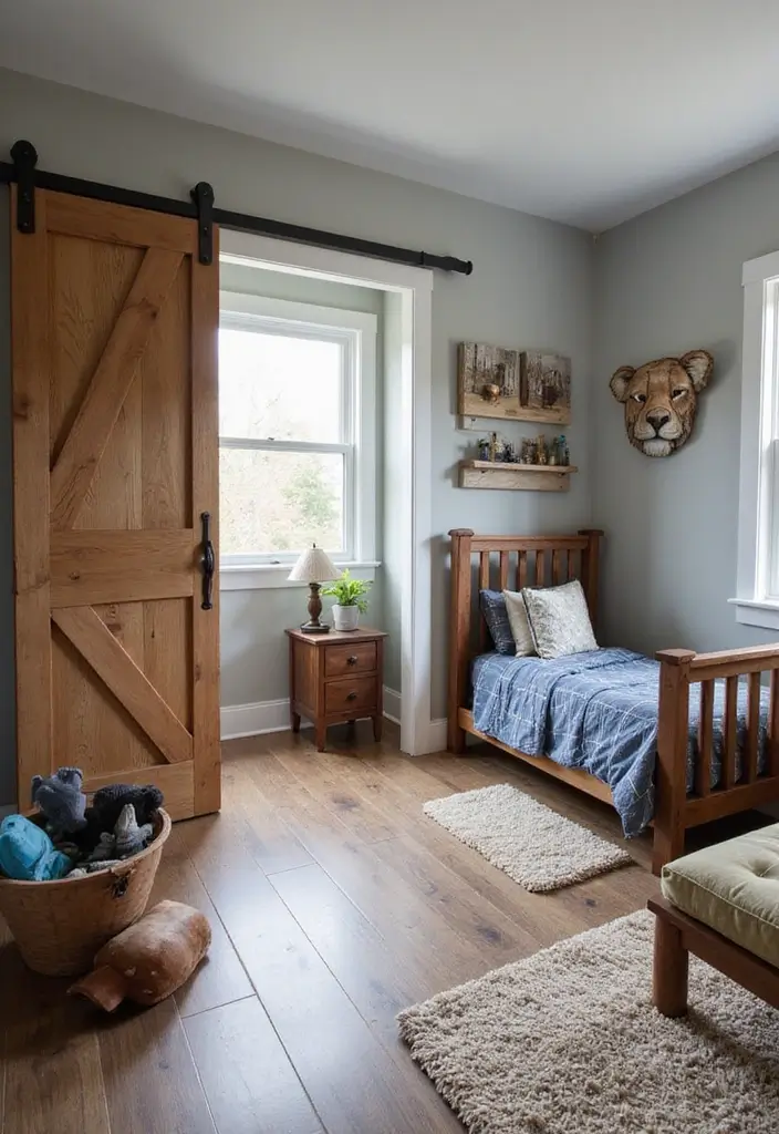 25 Farm Bedroom Ideas for Boys That Bring Country Vibes Indoors - 2. Barn Door Accents