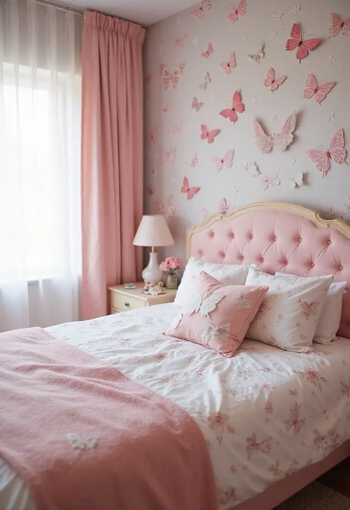 25 Kids Room Ideas for Girls Bedroom That Feel Magical - 14. Ethereal Butterfly Oasis