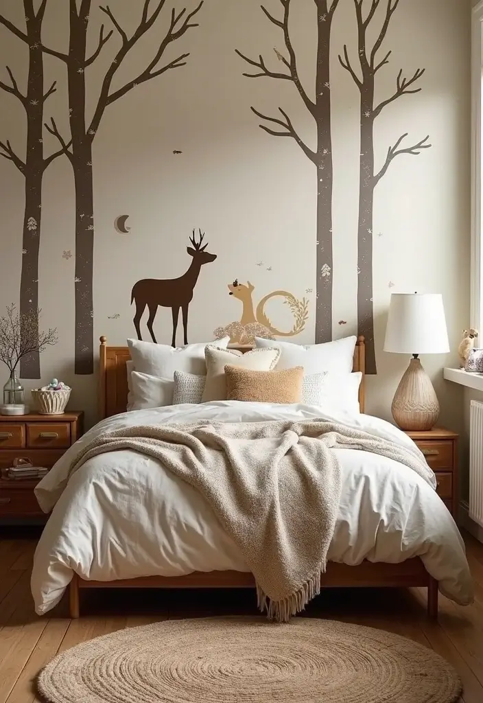 25 Kids Room Ideas for Girls Bedroom That Feel Magical - 16. Charming Woodland Retreat