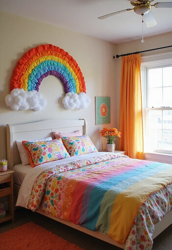 25 Kids Room Ideas for Girls Bedroom That Feel Magical - 7. Colorful Rainbow Retreat