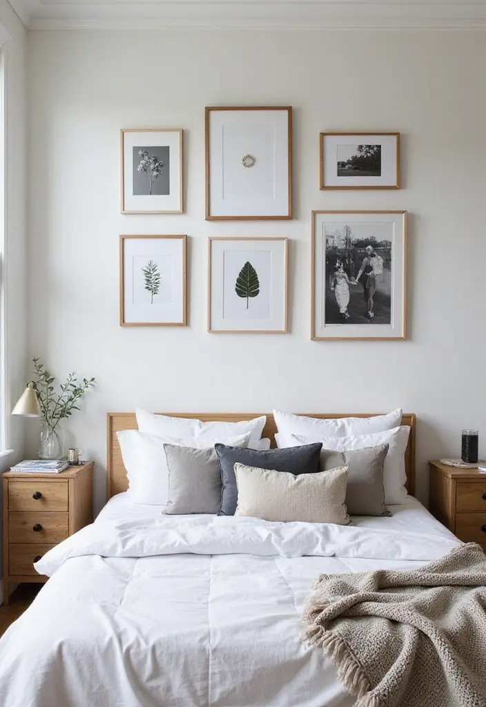25 Malm Bedroom Ideas White That Feel Simple & Scandinavian - 11. Art Display Walls