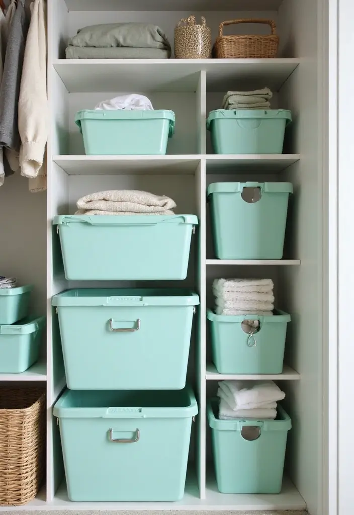 25 Mint Green Bedroom Ideas That Feel Cool & Refreshing - 13. Mint Green Closet Organizers