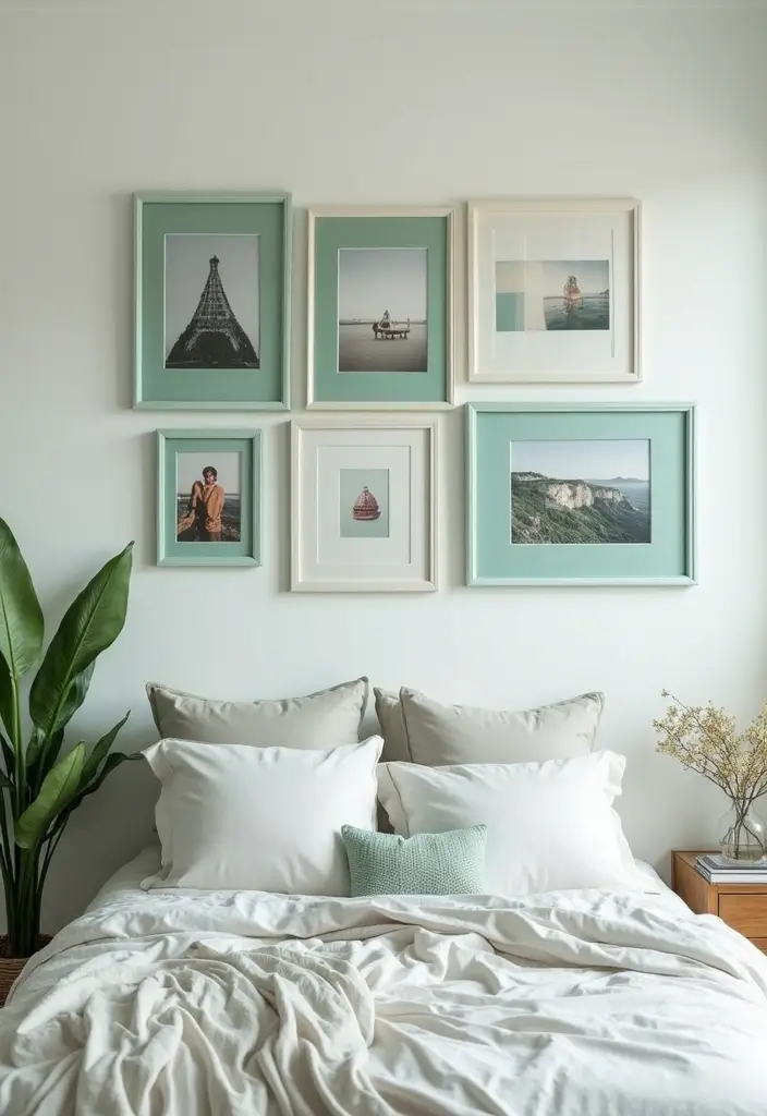 25 Mint Green Bedroom Ideas That Feel Cool & Refreshing - 23. Mint Green Picture Frames