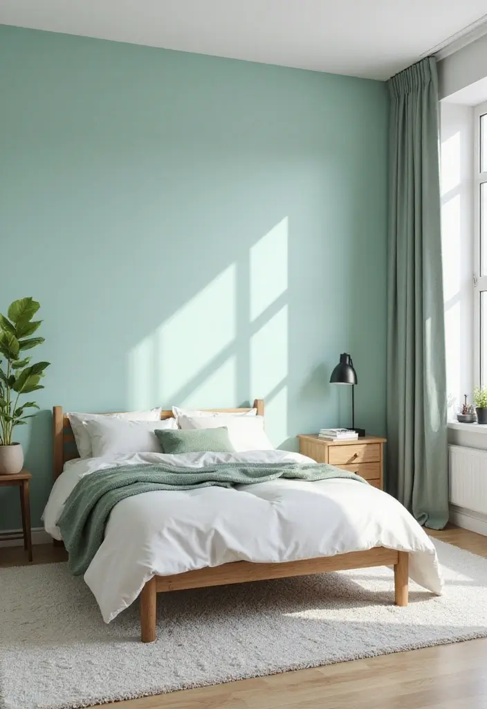25 Mint Green Bedroom Ideas That Feel Cool & Refreshing - 3. Mint Green Accent Wall