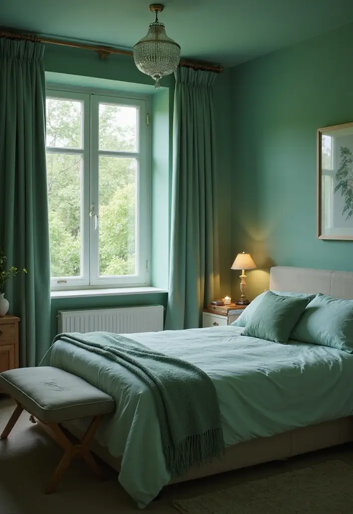 25 Mint Green Bedroom Ideas That Feel Cool & Refreshing - 9. Mint Green Accent Lighting