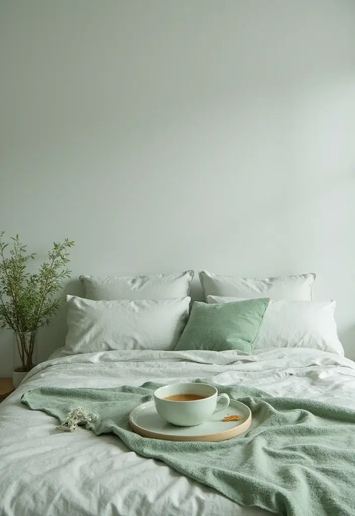 25 Pastel Green Bedroom Ideas That Are Soft and Soothing - 18. Subtle Pastel Green Accessories