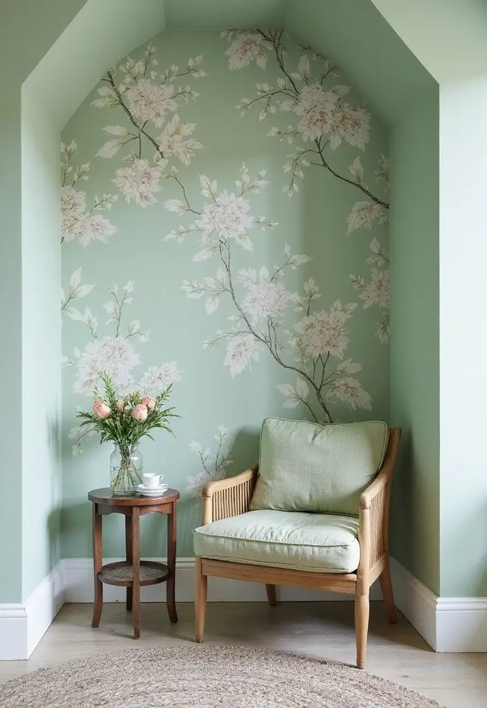 25 Pastel Green Bedroom Ideas That Are Soft and Soothing - 4. Accent Walls with Wallpaper