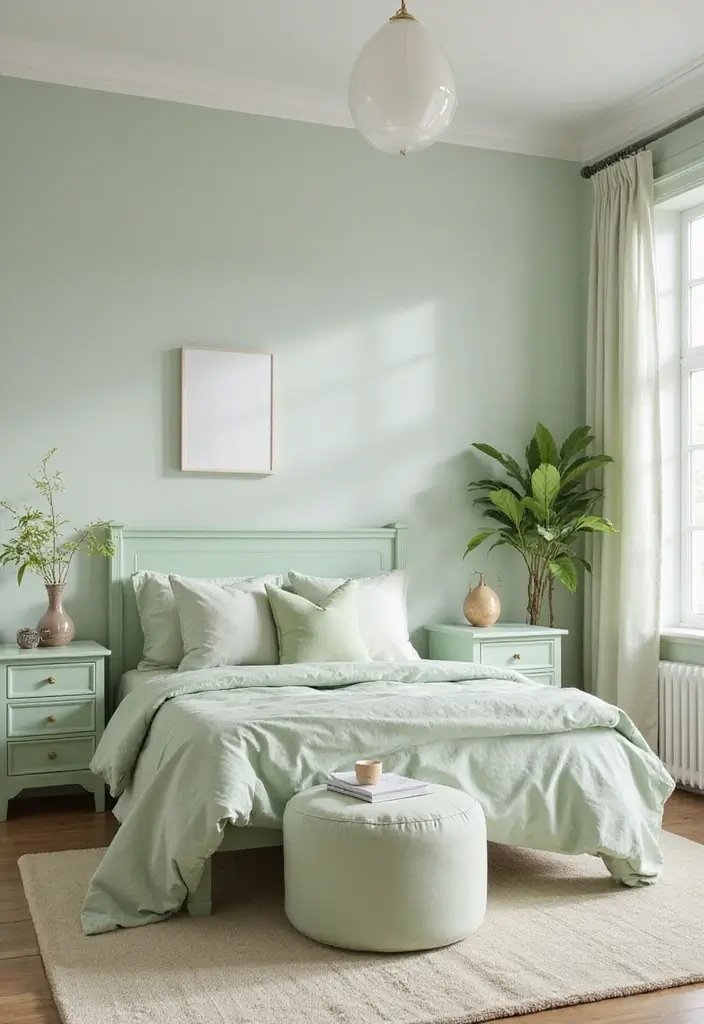 25 Pastel Green Bedroom Ideas That Are Soft and Soothing - 5. Pastel Green Furniture Pieces