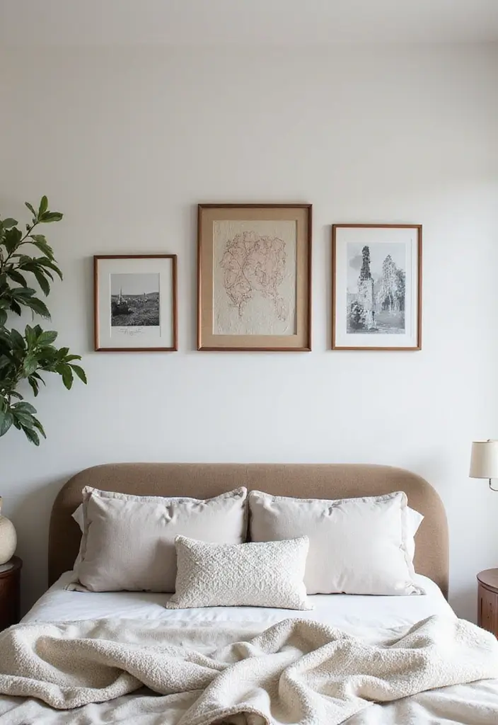 25 Picture Wall Ideas Bedroom Aesthetic Black and White That Inspire You - 11. Framed Fabric Art