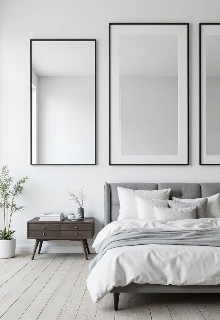 25 Picture Wall Ideas Bedroom Aesthetic Black and White That Inspire You - 17. Large Framed Mirrors