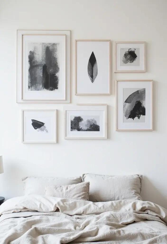 25 Picture Wall Ideas Bedroom Aesthetic Black and White That Inspire You - 2. Gallery Wall with Geometric Shapes