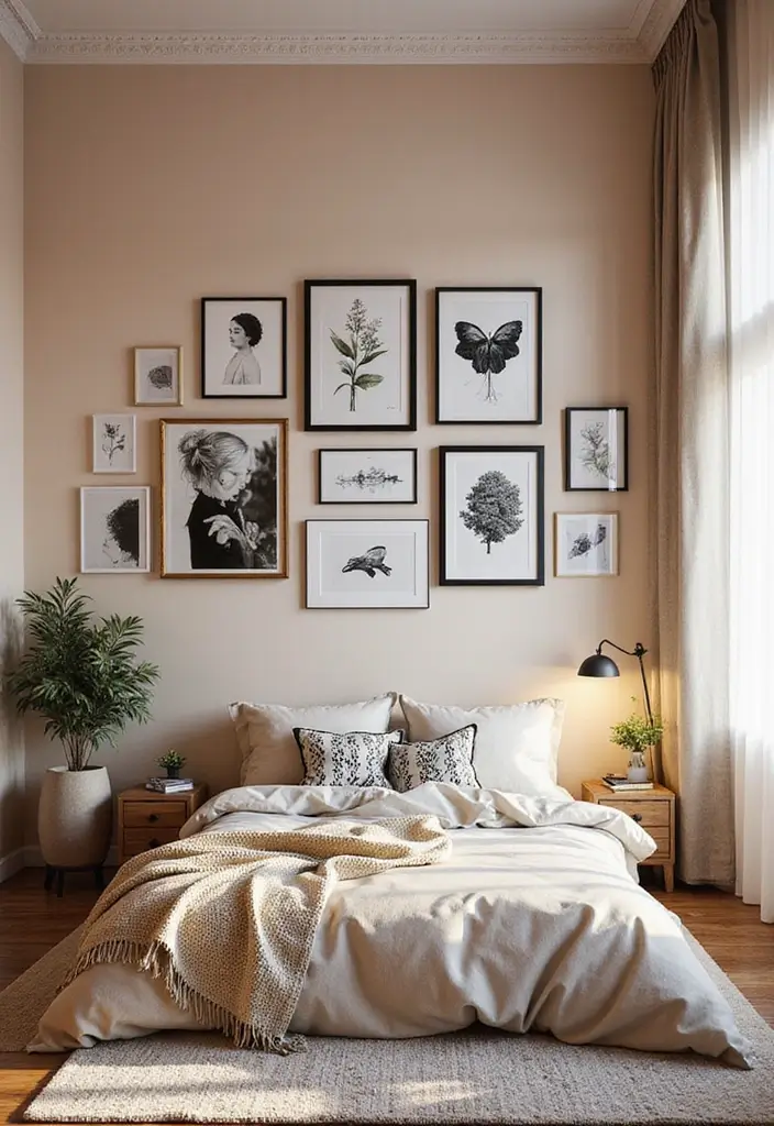 25 Picture Wall Ideas Bedroom Aesthetic Black and White That Inspire You - 23. Unique Frame Shapes