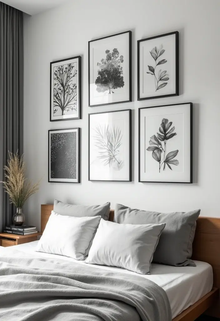 25 Picture Wall Ideas Bedroom Aesthetic Black and White That Inspire You - 6. Elegant Monochrome Patterns