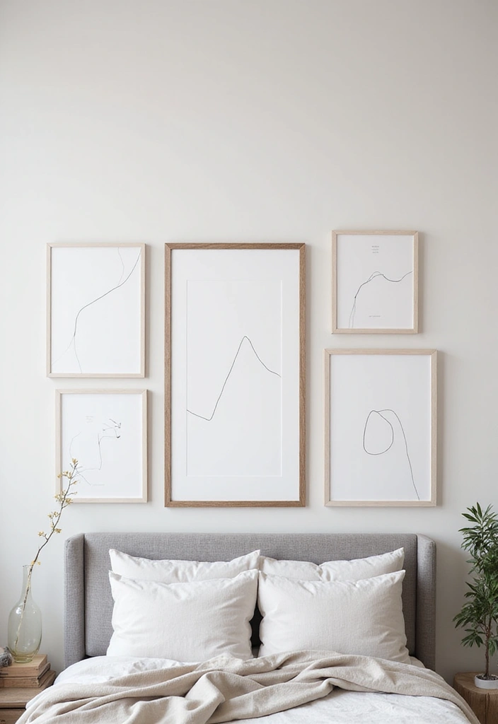 25 Picture Wall Ideas Bedroom Aesthetic Black and White That Inspire You - 7. Minimalist Line Art
