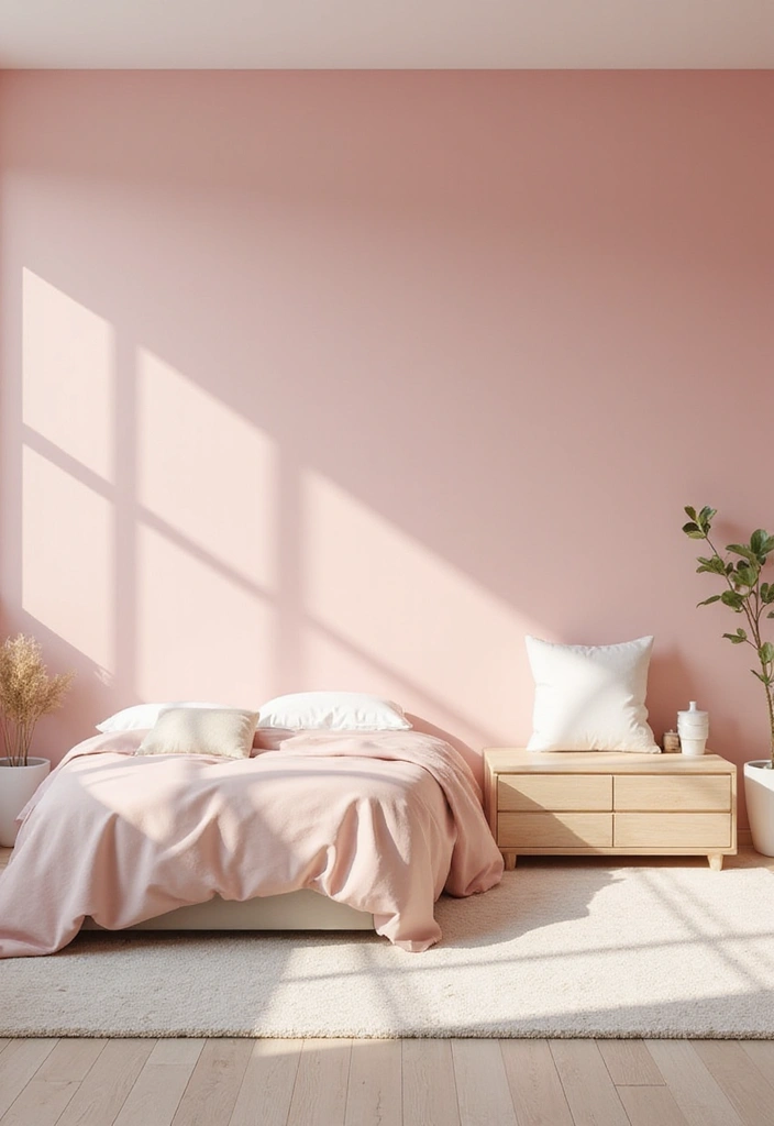25 Pink Walls Bedroom Ideas That Feel Warm and Happy - 10. Minimalist Pink Walls