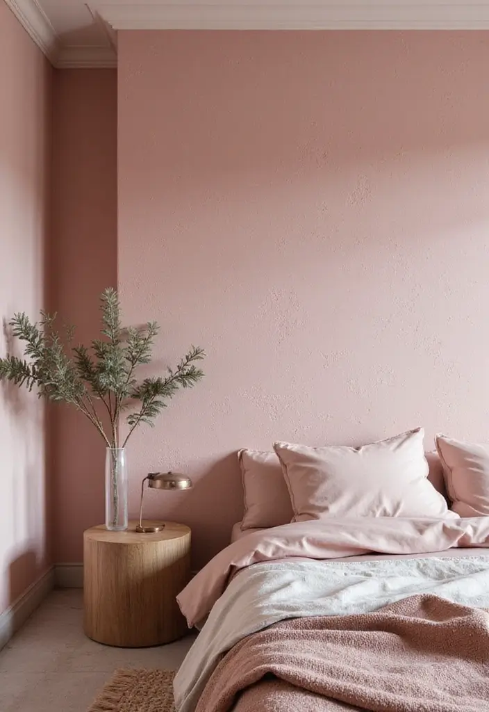 25 Pink Walls Bedroom Ideas That Feel Warm and Happy - 13. Textured Pink Walls
