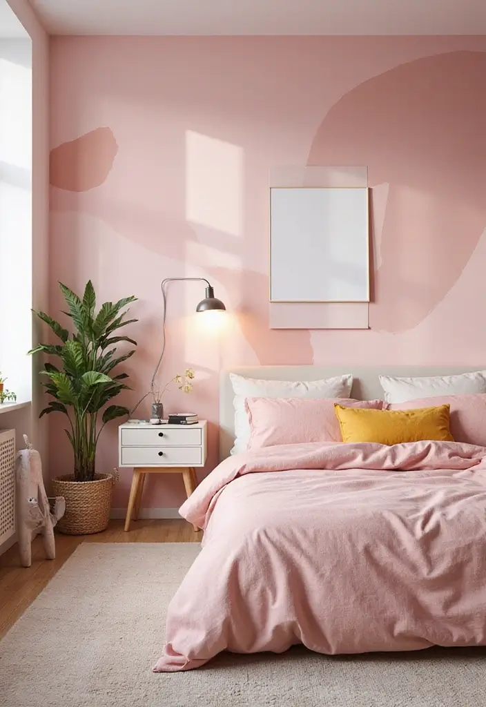 25 Pink Walls Bedroom Ideas That Feel Warm and Happy - 6. Funky Geometric Patterns
