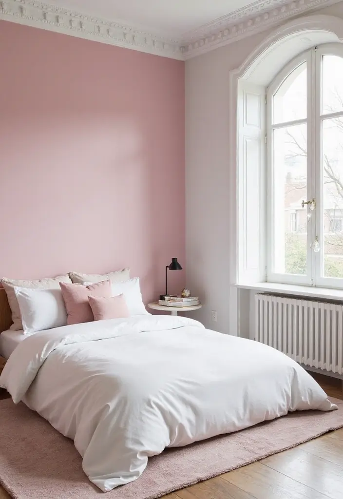 25 Pink Walls Bedroom Ideas That Feel Warm and Happy - 7. Classic White and Pink Duo