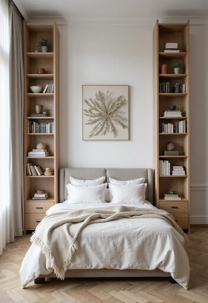 25 Queen Size Bedroom Ideas That Feel Luxe & Spacious - 22. Emphasize Vertical Space