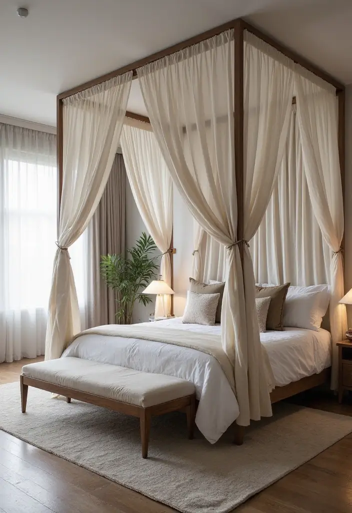 25 Queen Size Bedroom Ideas That Feel Luxe & Spacious - 9. Go for a Four-Poster Bed
