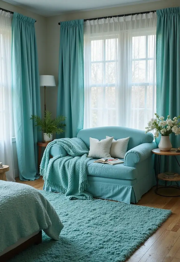25 Turquoise Bedroom Ideas for Adults That Calm the Soul - 16. Turquoise Textiles for Softness