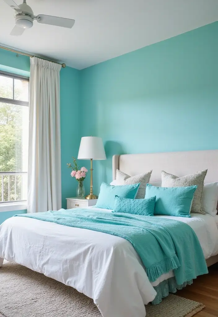 25 Turquoise Bedroom Ideas for Adults That Calm the Soul - 21. Turquoise and White Color Palette