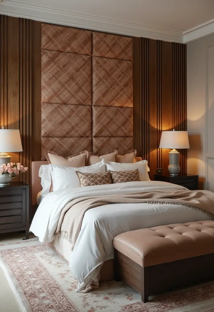 25 Upholstered Beds Bedroom Ideas That Feel Luxe and Cozy - 14. Bold Headboard Statements