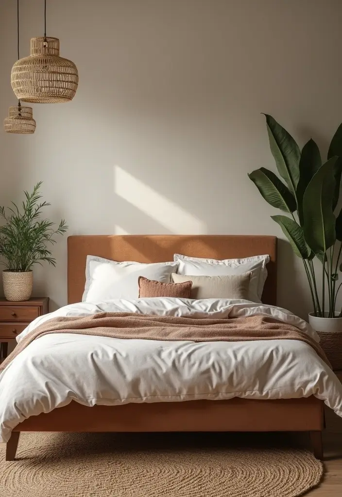 25 Upholstered Beds Bedroom Ideas That Feel Luxe and Cozy - 21. Earthy Tones for Grounded Comfort