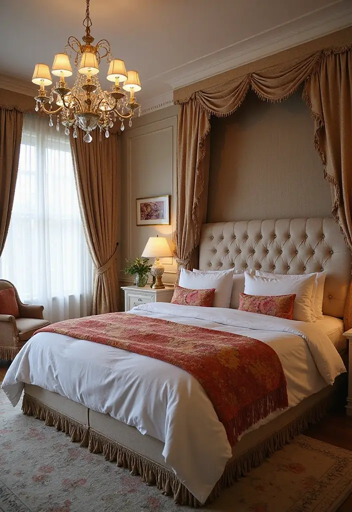 25 Upholstered Beds Bedroom Ideas That Feel Luxe and Cozy - 22. Soft Glam with Fringed Details