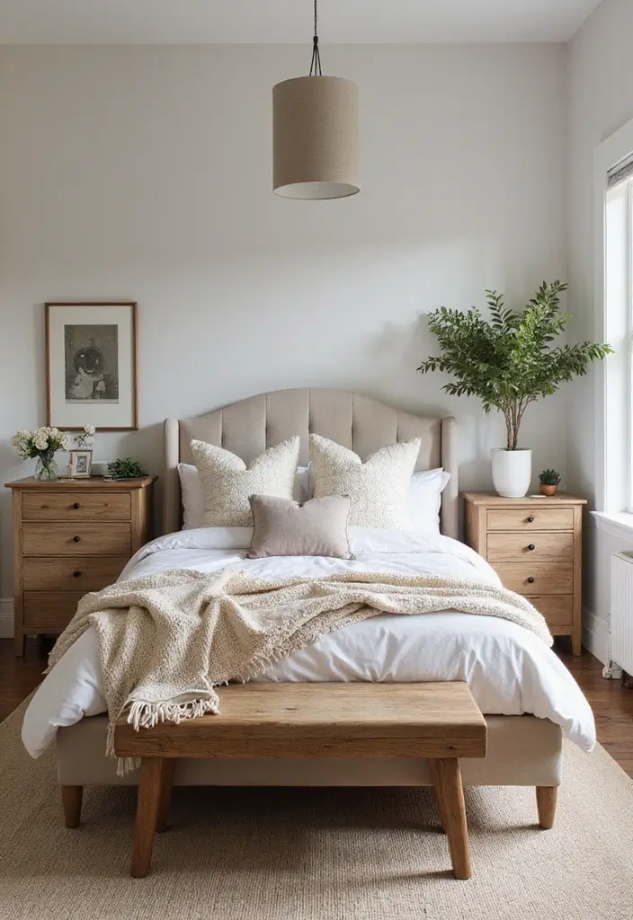 25 Upholstered Beds Bedroom Ideas That Feel Luxe and Cozy - 25. Seasonal Decor Changes