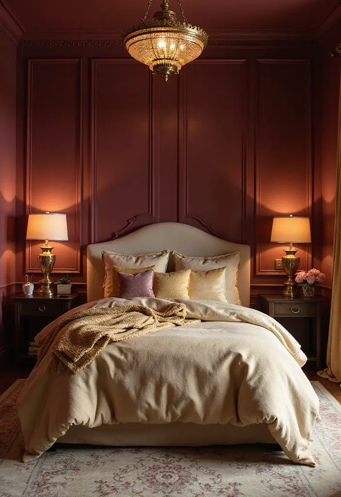 26 Aesthetic Room Color Ideas Bedroom That Make Your Space Feel Dreamy - 15. Rich Burgundy