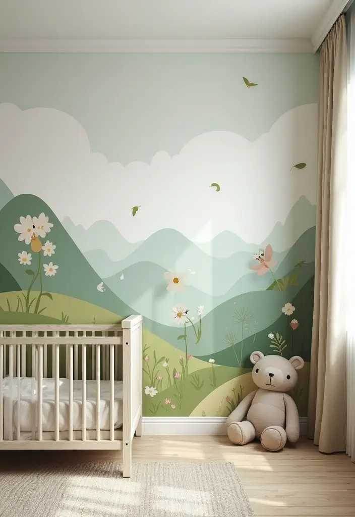 30 Baby Boys Bedroom Ideas That Are Cute, Calm & Cozy - 21. Nature-Inspired Wall Murals