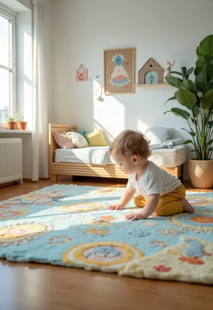 30 Baby Boys Bedroom Ideas That Are Cute, Calm & Cozy - 27. Creative Play Mats