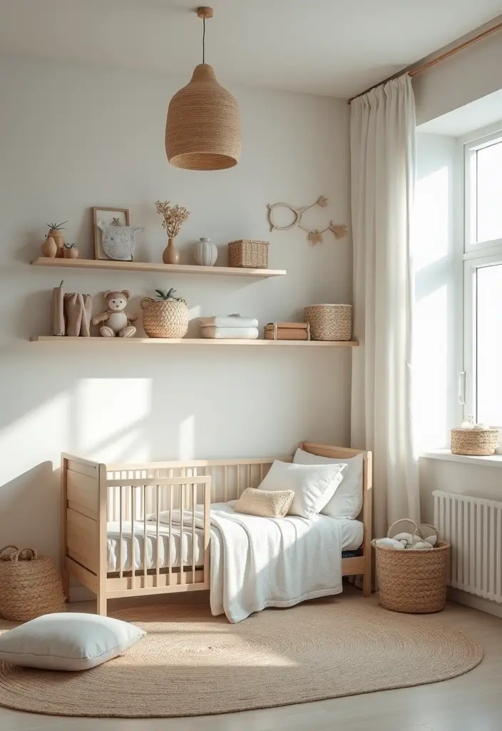30 Baby Boys Bedroom Ideas That Are Cute, Calm & Cozy - 5. Minimalist Storage Solutions