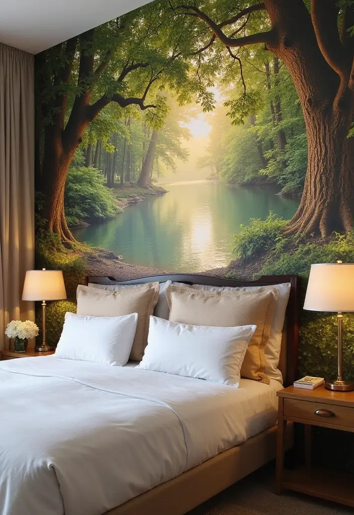 30 Bedroom Decor Ideas for Couples That Spark Instant Romance - 11. Romantic Wall Murals