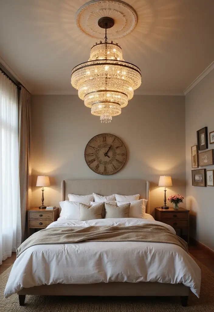 30 Bedroom Decor Ideas for Couples That Spark Instant Romance - 17. Artistic Ceiling Fixtures