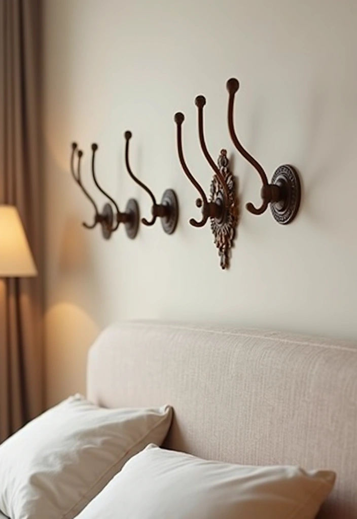 30 Bedroom Decor Ideas for Couples That Spark Instant Romance - 23. Elegant Wall Hooks