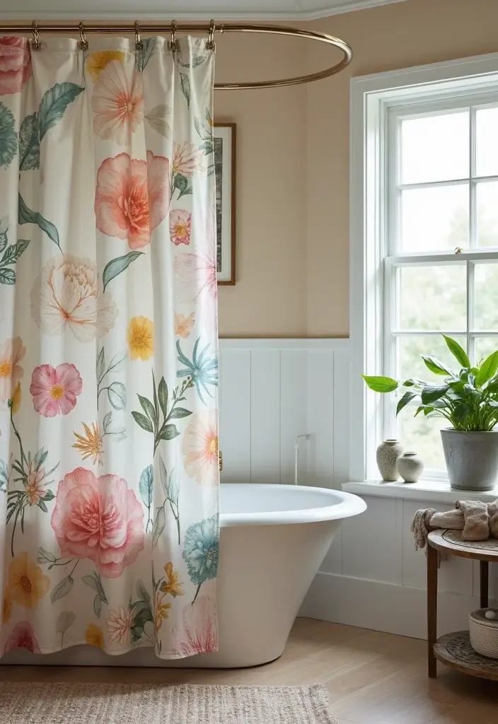 30 Bedroom Decor Ideas for Couples That Spark Instant Romance - 27. Artistic Shower Curtains