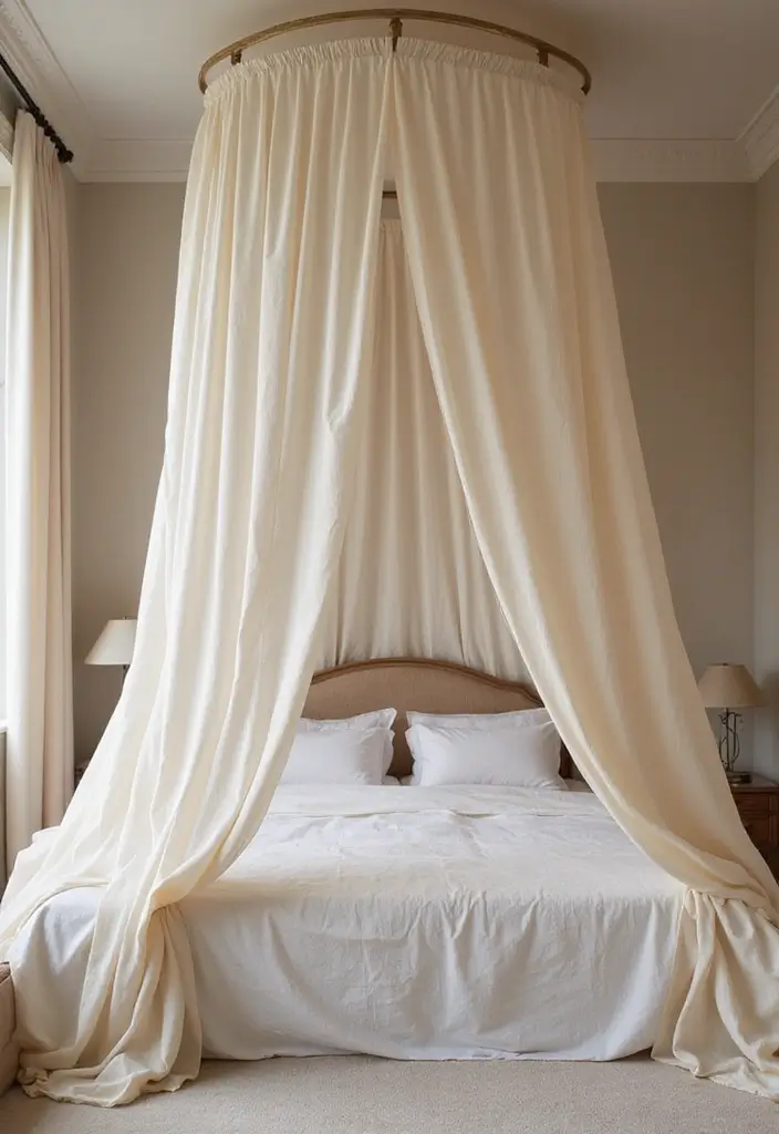 30 Bedroom Decor Ideas for Couples That Spark Instant Romance - 28. Dreamy Canopy Drapes