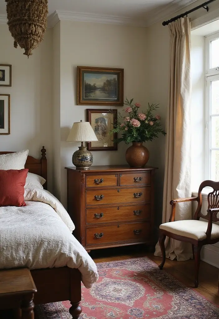 30 Bedroom Ideas Indian Style That Blend Culture & Comfort - 25. Vintage Finds with Character