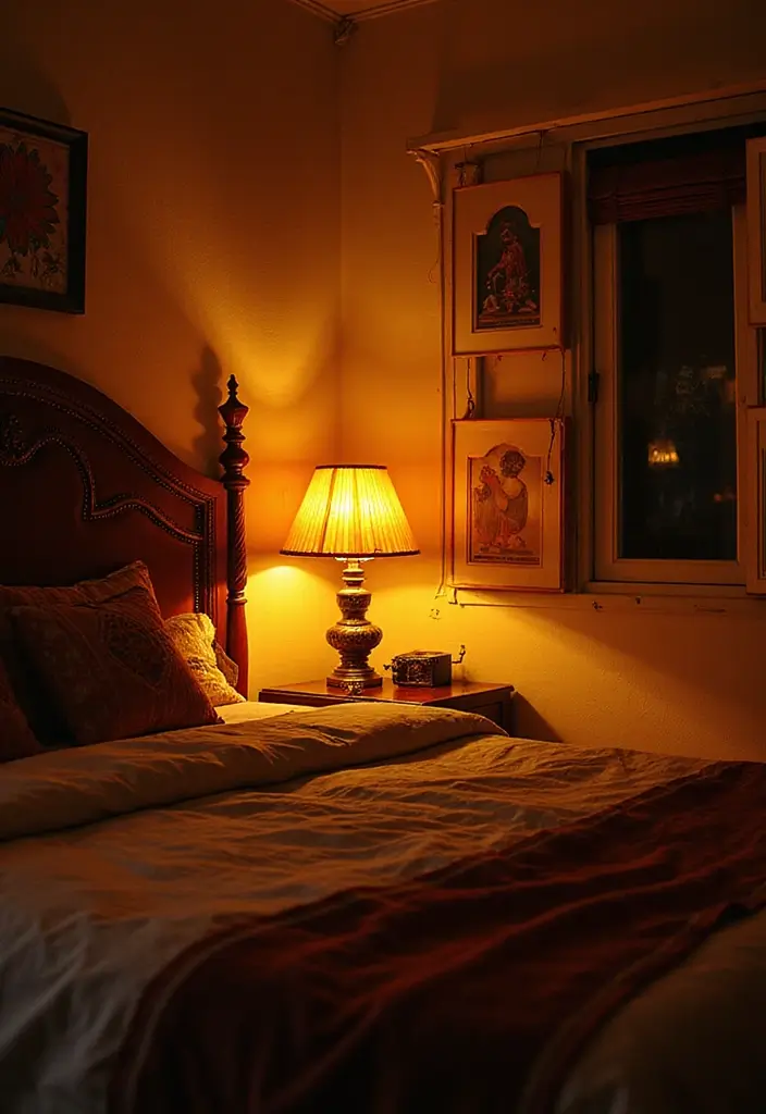 30 Bedroom Ideas Indian Style That Blend Culture & Comfort - 4. Traditional Indian Lighting